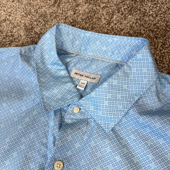 Peter Millar NWOT Men's XXL Sunshade Cotton Stretch Geometric Button Up Shirt - Picture 1 of 13